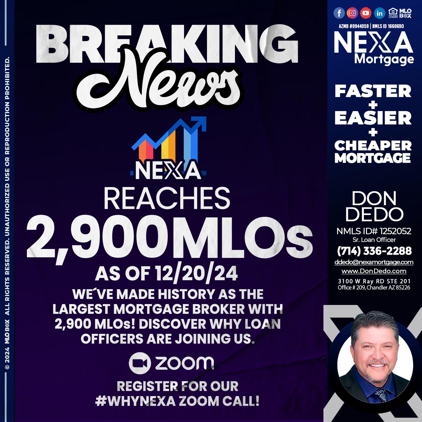 BREAKING NEWS - Don Dedo -Mortgage Loan Originator