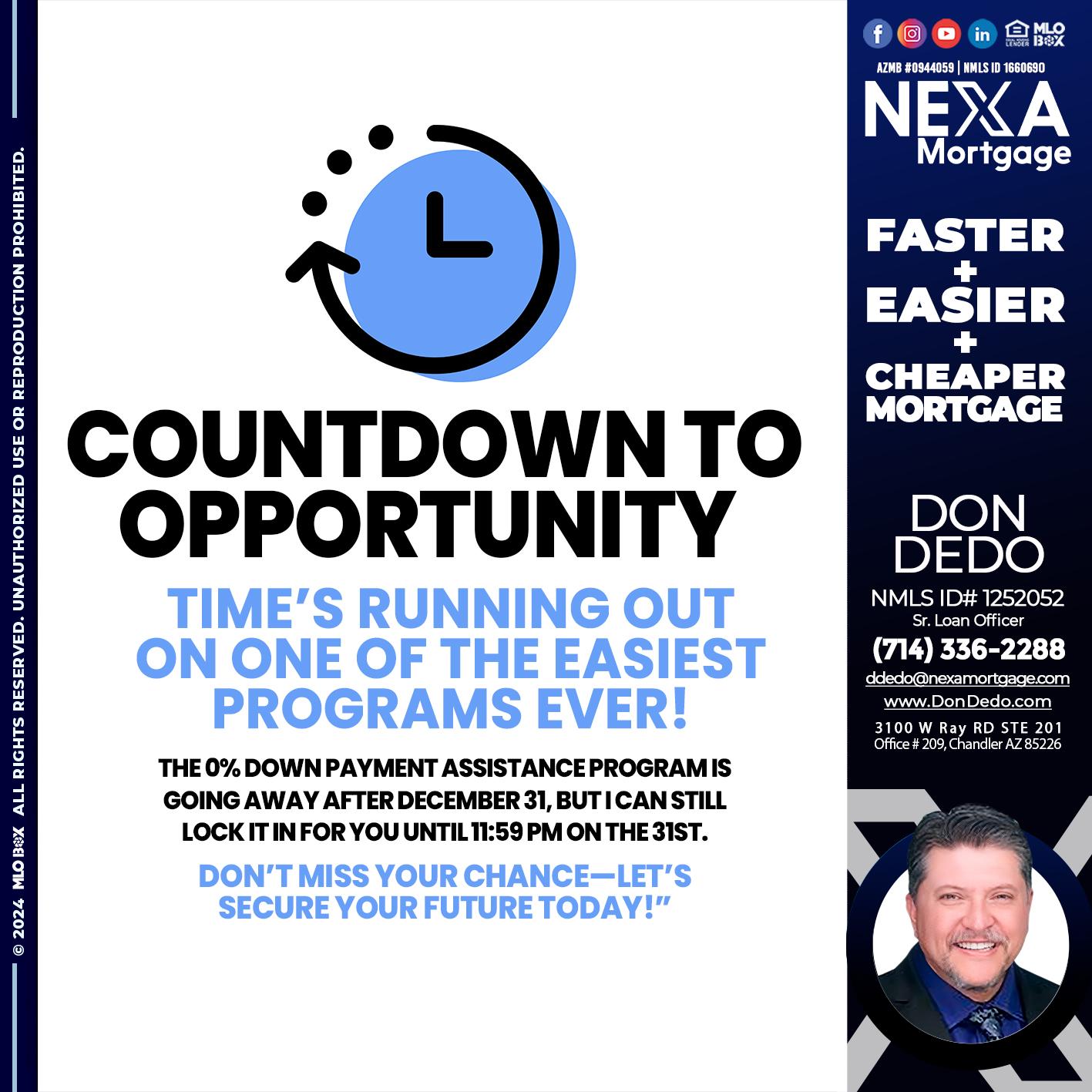 COUNTDOWN - Don Dedo -Mortgage Loan Originator