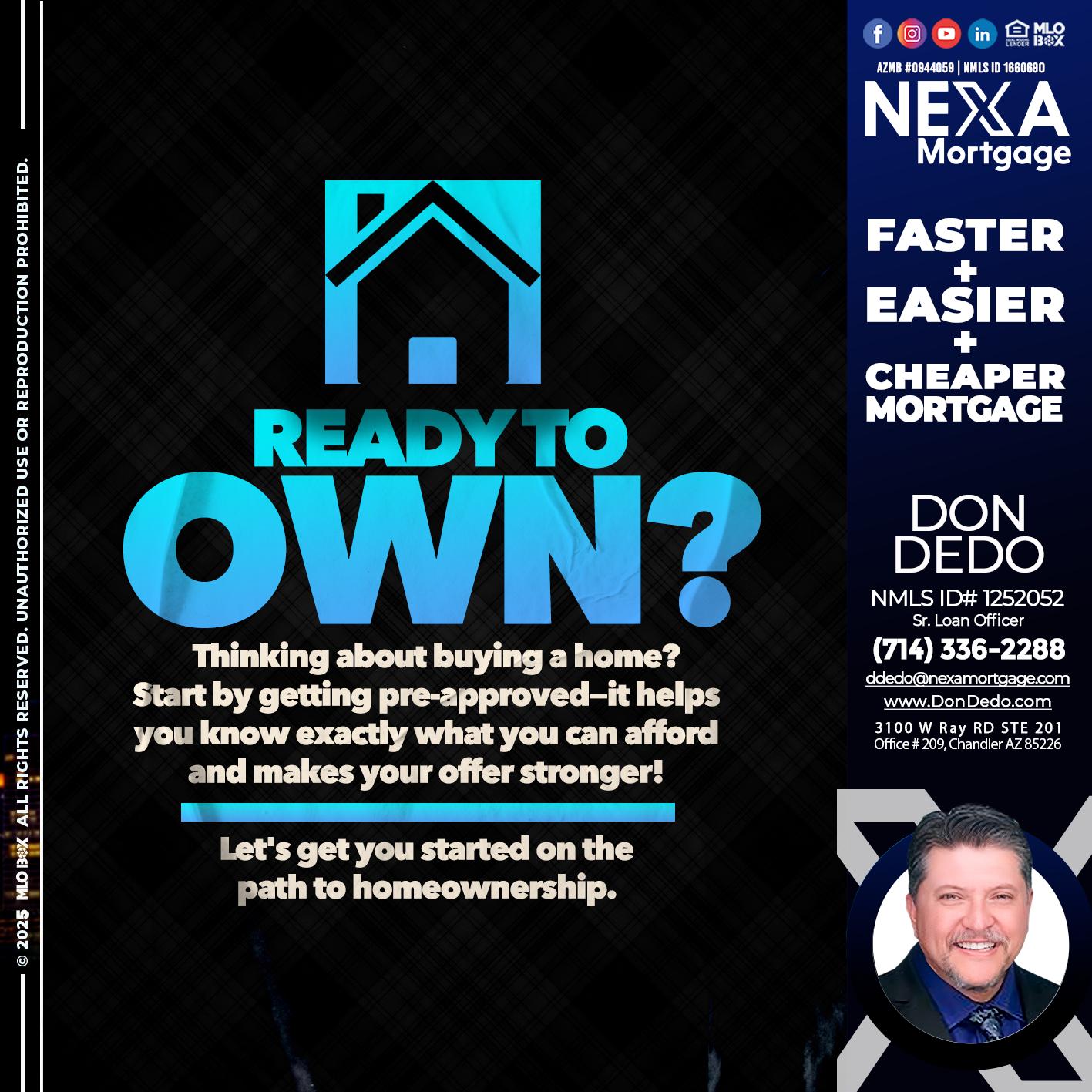 READY TO OWN - Don Dedo -Mortgage Loan Originator