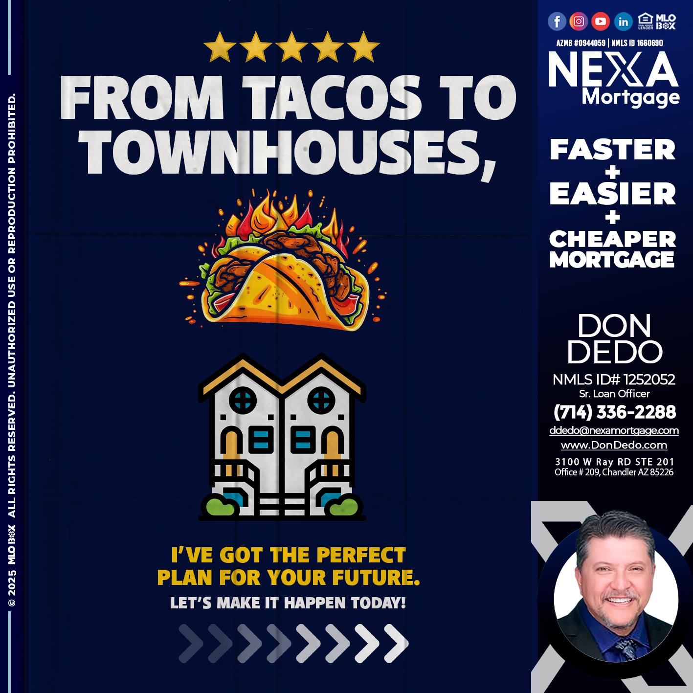 from tacos to townhomes - Don Dedo -Mortgage Loan Originator