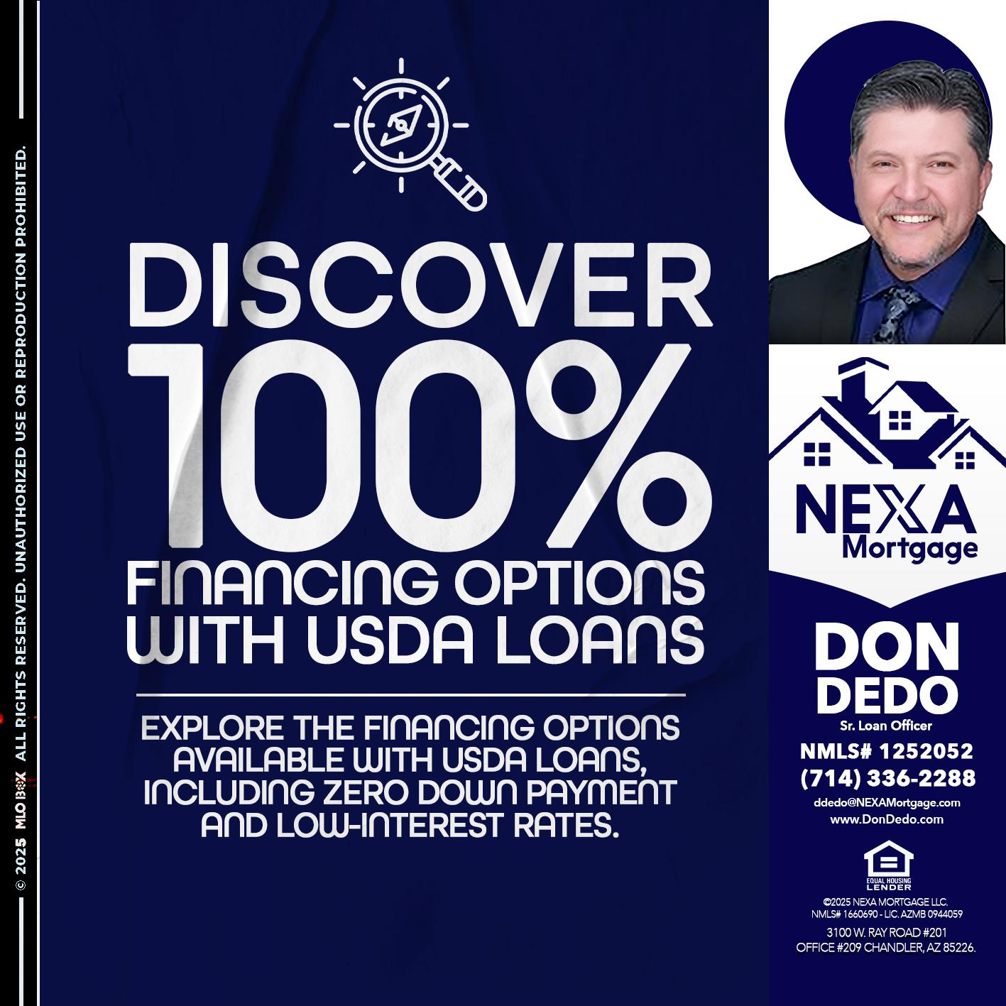DISCOVER 100% - Don Dedo -Mortgage Loan Originator