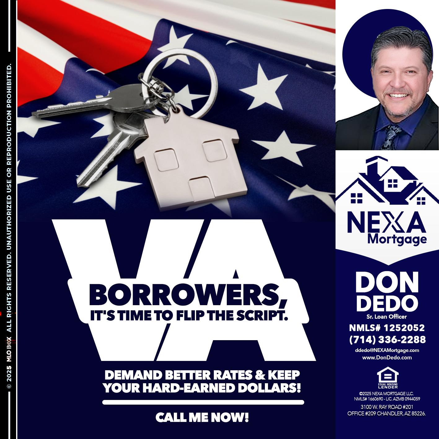 VA BORROWERS - Don Dedo -Mortgage Loan Originator