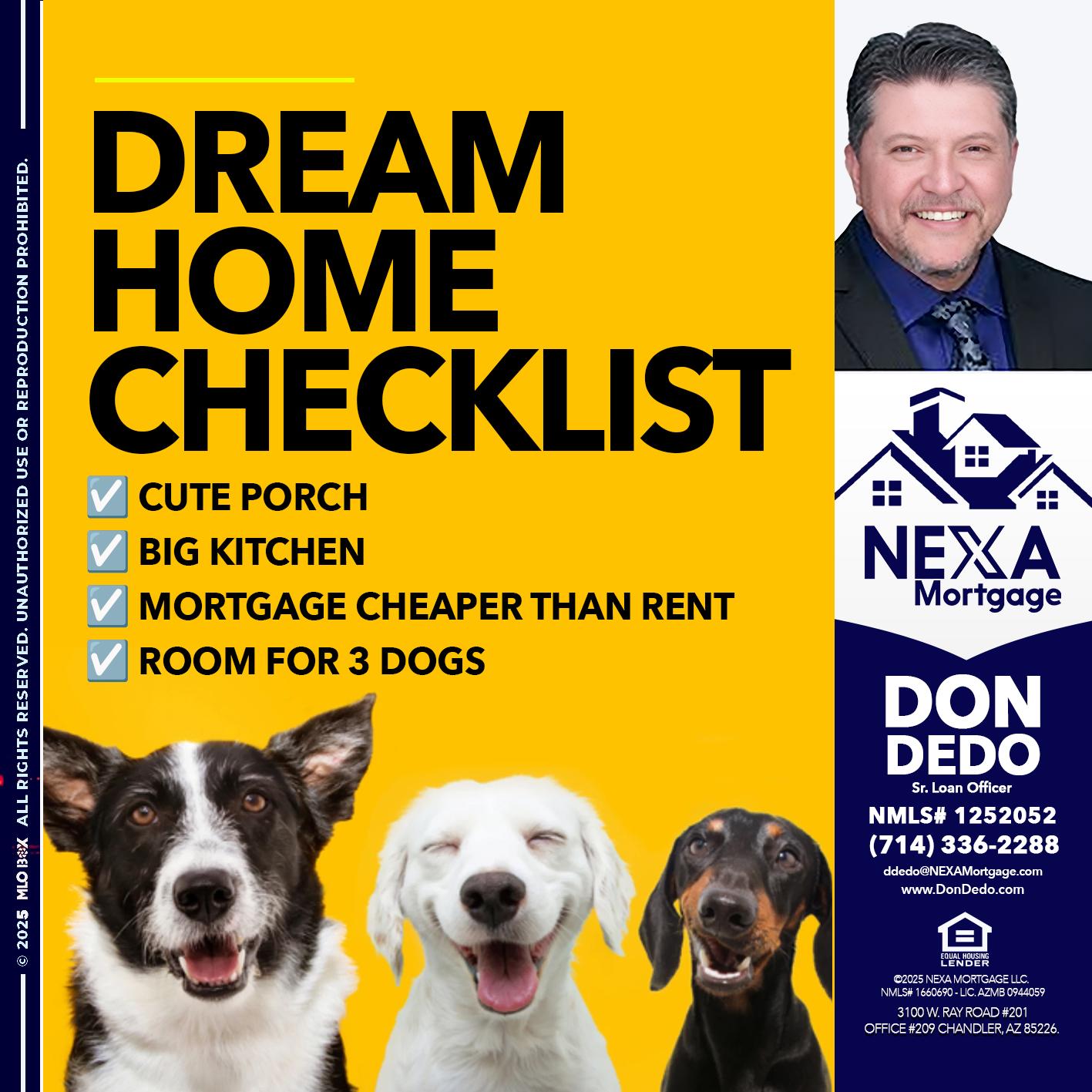 DREAM HOME CHEK LIST - Don Dedo -Mortgage Loan Originator