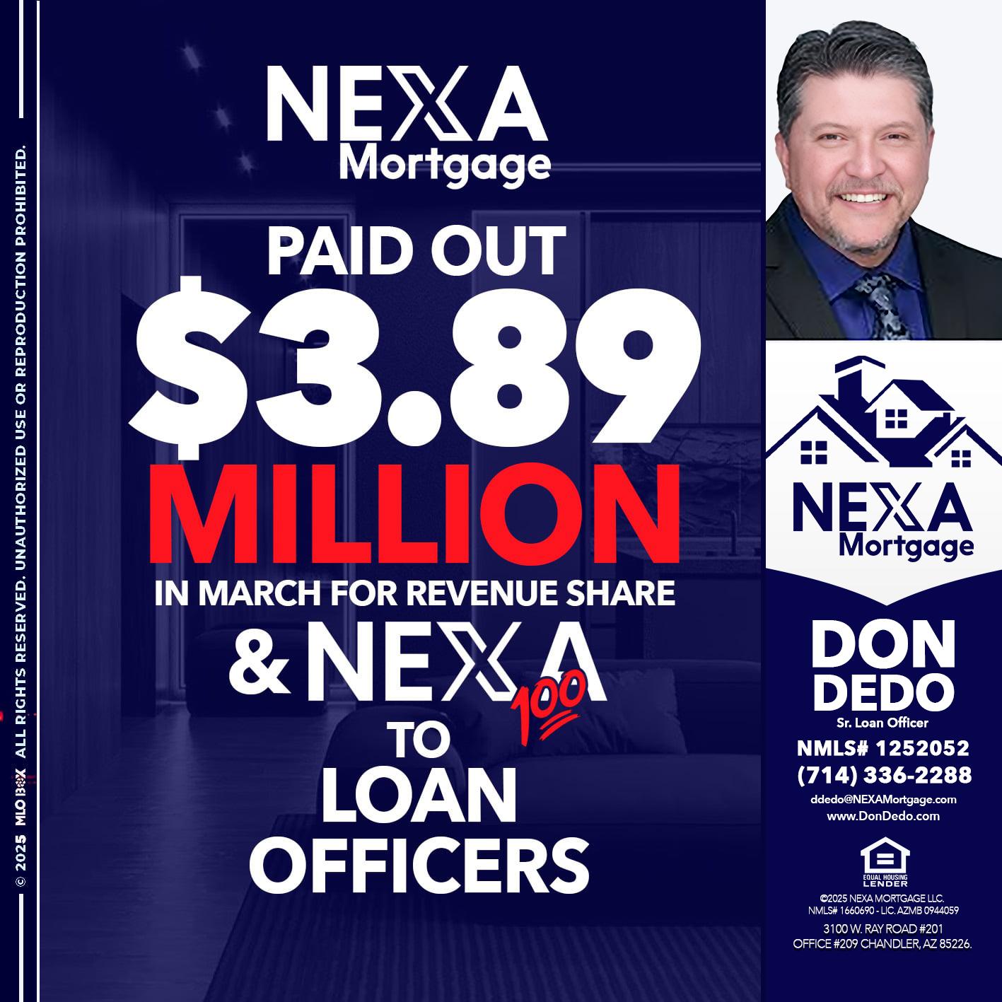 NEXA PAID OUT - Don Dedo -Mortgage Loan Originator