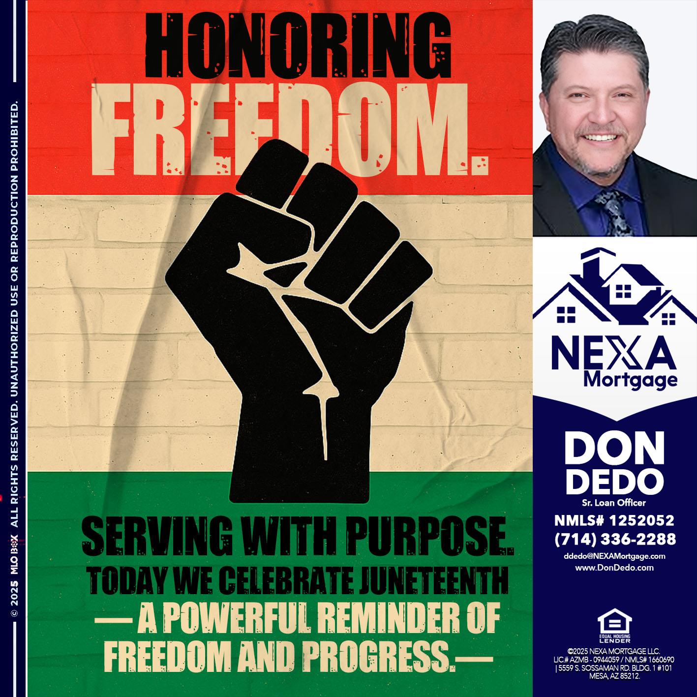 HONORING FREEDOM - Don Dedo -Mortgage Loan Originator