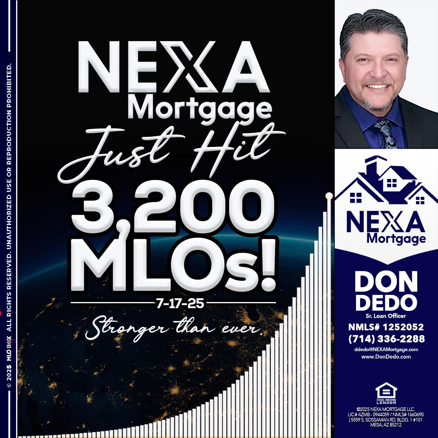 3200 MLOs - Don Dedo -Mortgage Loan Originator