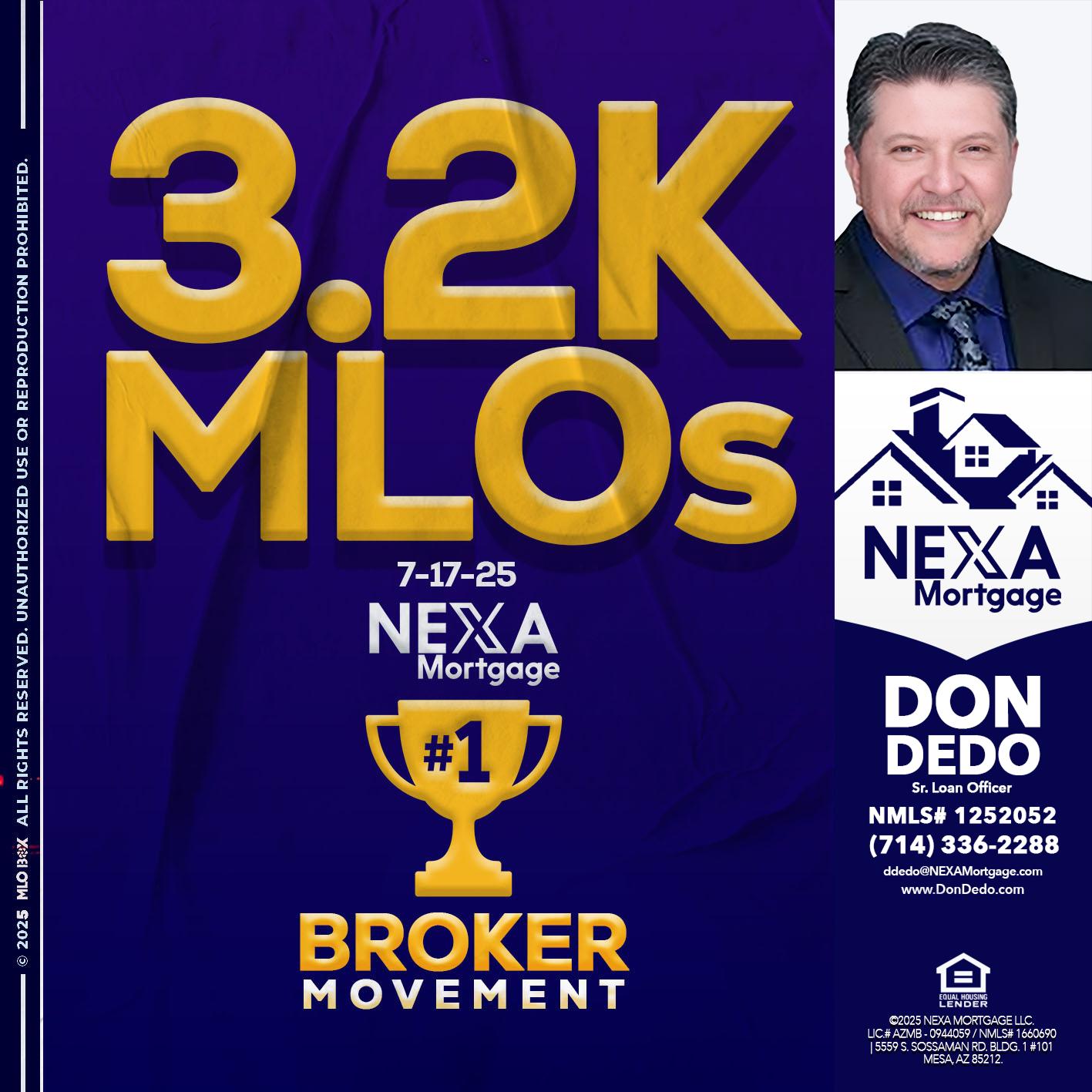 3.2K MLOs - Don Dedo -Mortgage Loan Originator