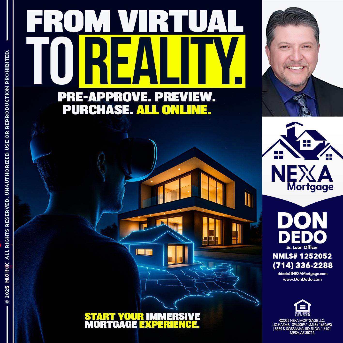 FROM VIRTUAL - Don Dedo -Mortgage Loan Originator