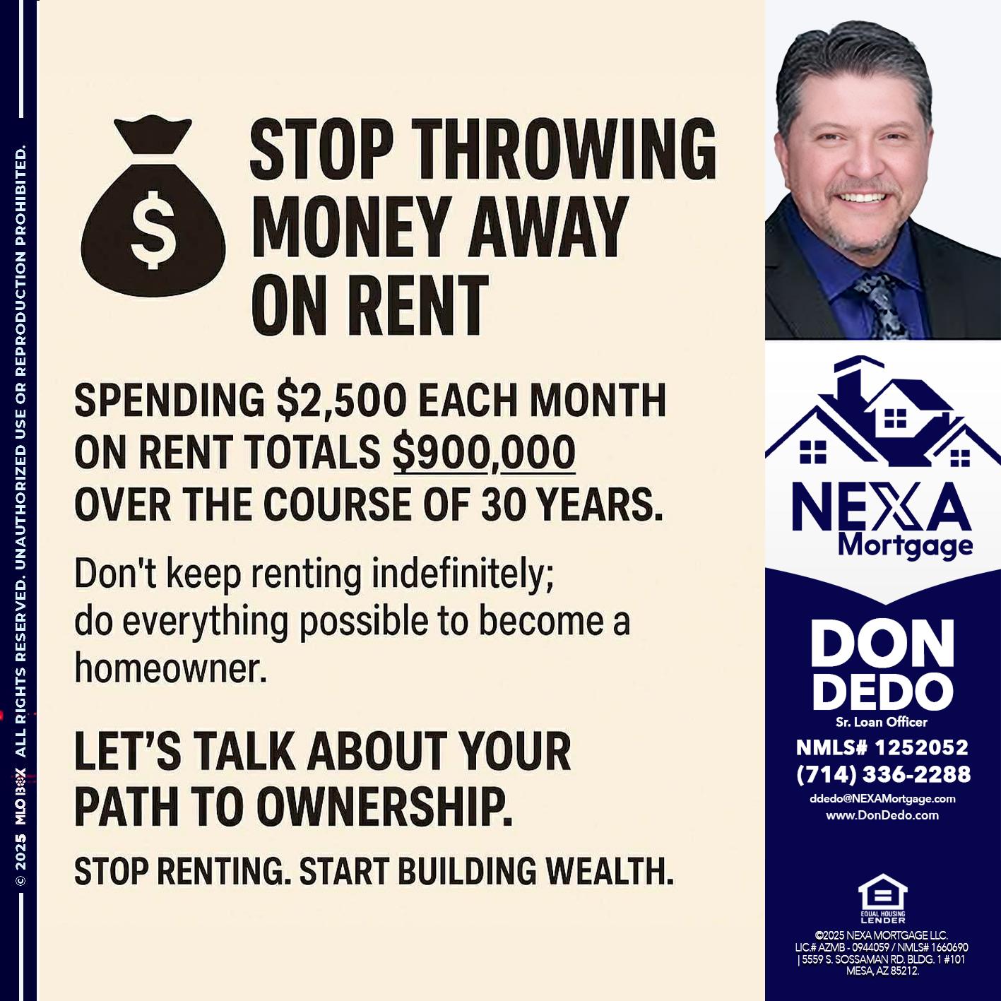 STOP THROWING - Don Dedo -Mortgage Loan Originator