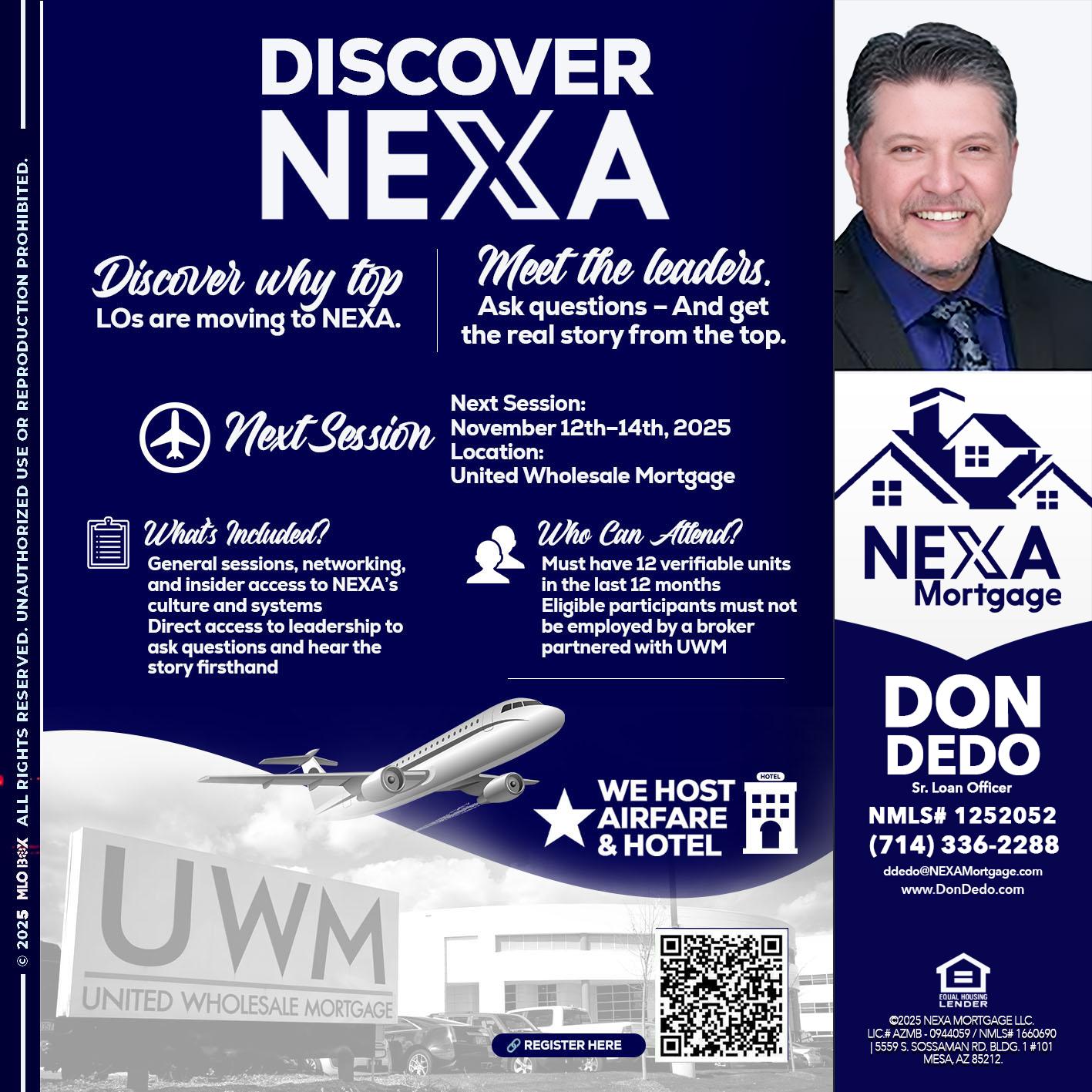 DISCOVER NEXA - Don Dedo -Mortgage Loan Originator
