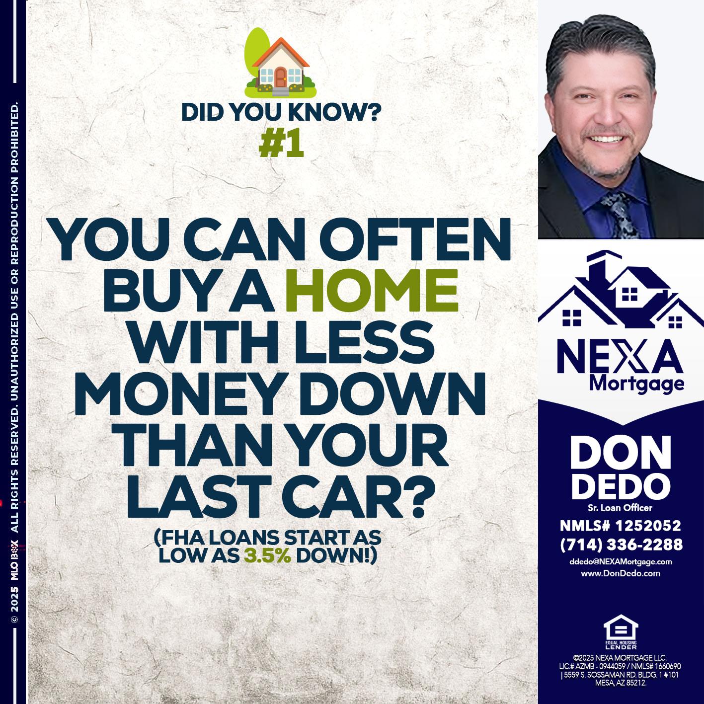 DID YOU KNOW #1 - Don Dedo -Mortgage Loan Originator