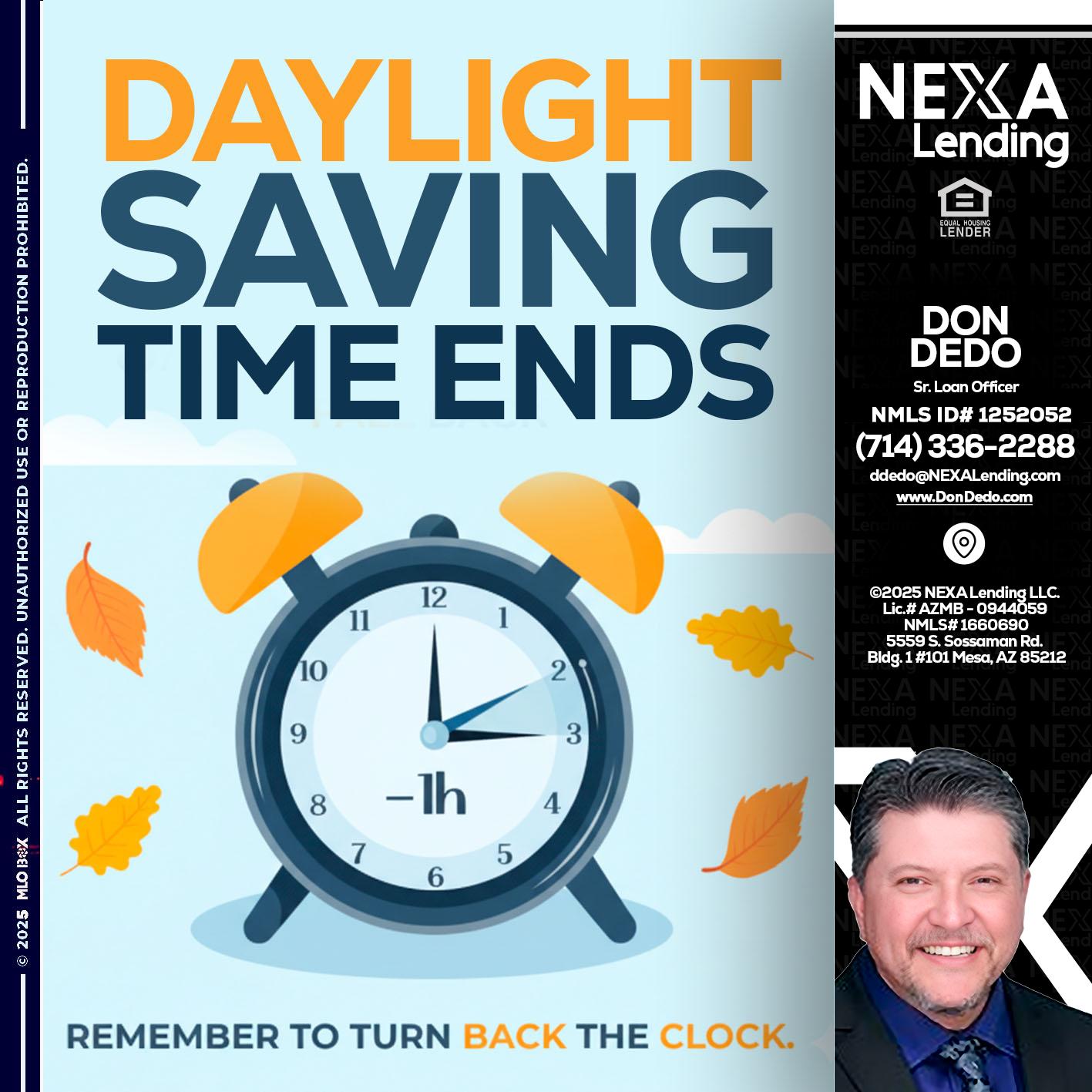 daylight saving - Don Dedo -Mortgage Loan Originator