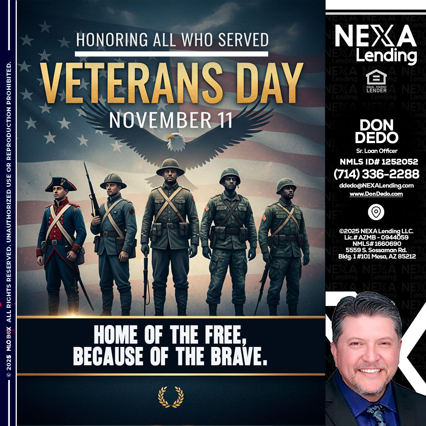 Veterans Day - Don Dedo -Mortgage Loan Originator