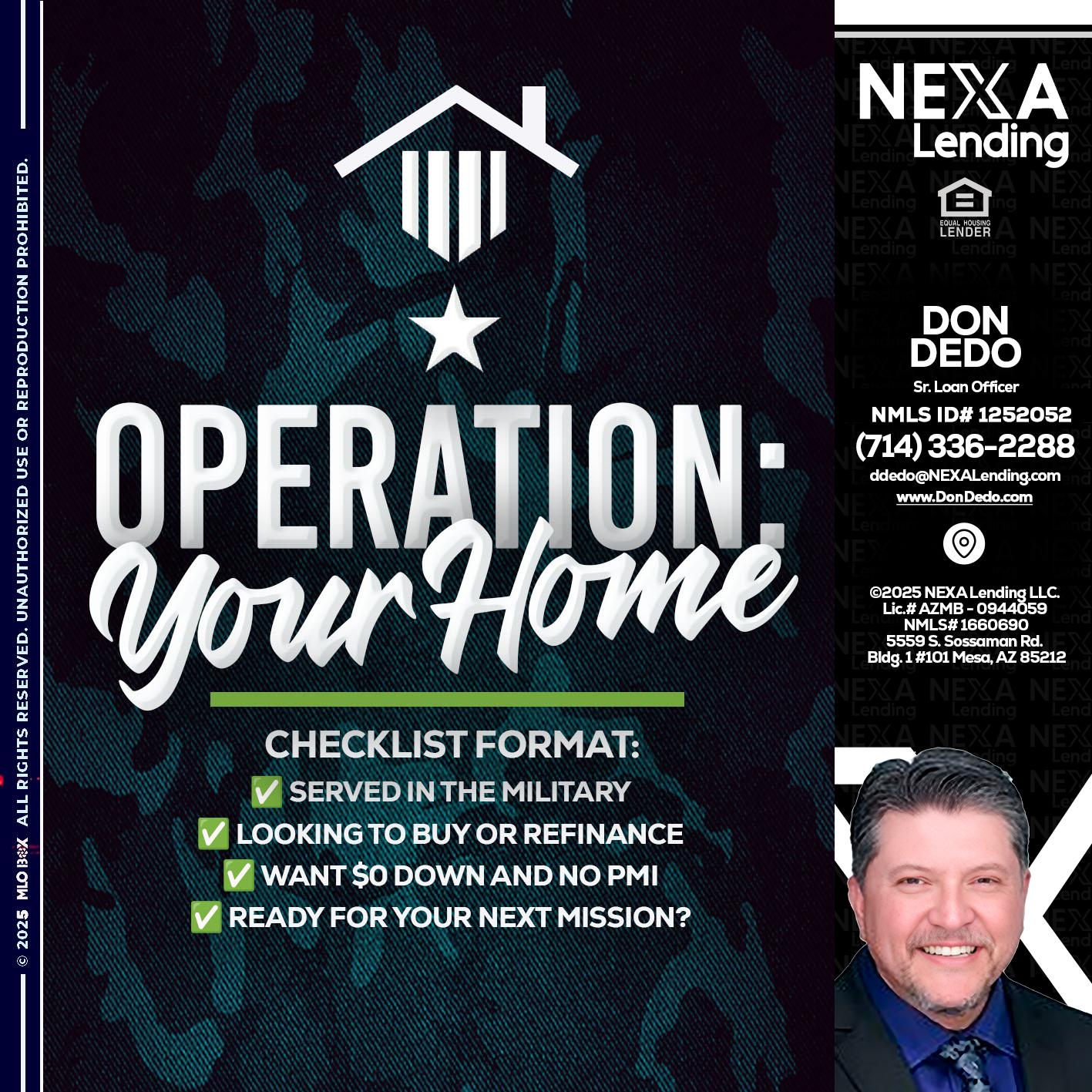 OPERATION YOUR HOME - Don Dedo -Mortgage Loan Originator
