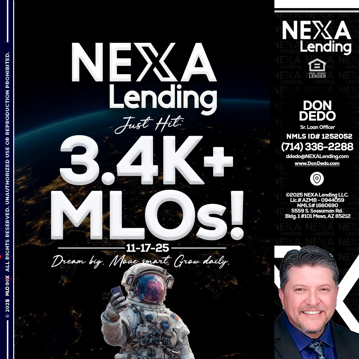 3.4K MLOs - Don Dedo -Mortgage Loan Originator