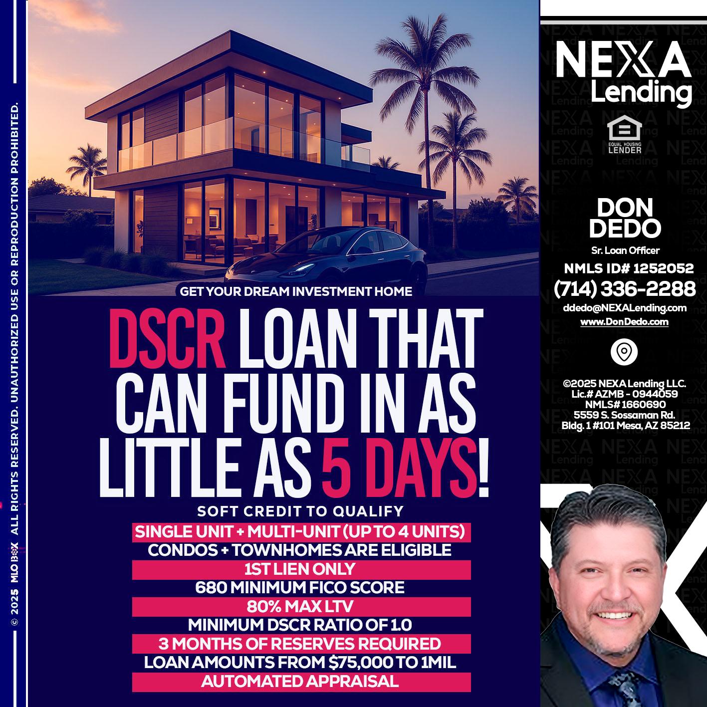 DSCR - Don Dedo -Mortgage Loan Originator