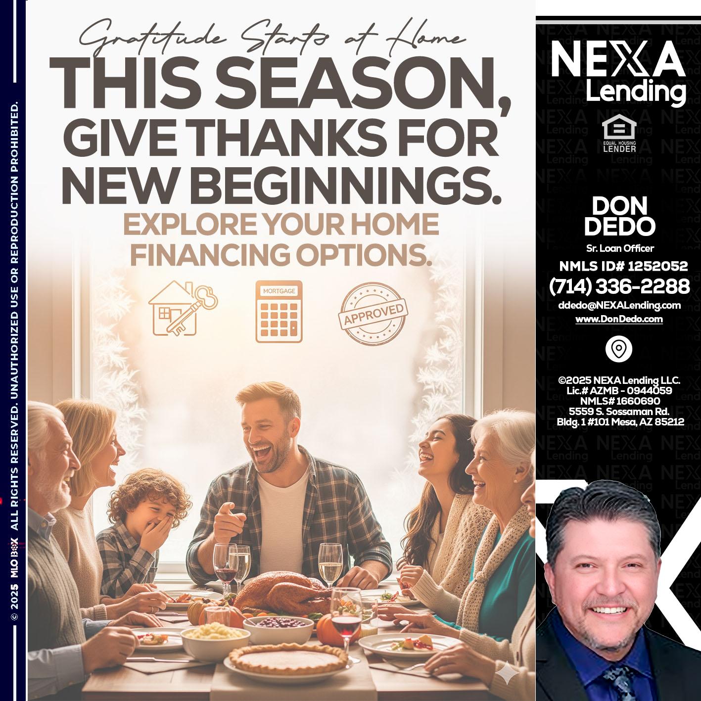 THIS SEASON - Don Dedo -Mortgage Loan Originator