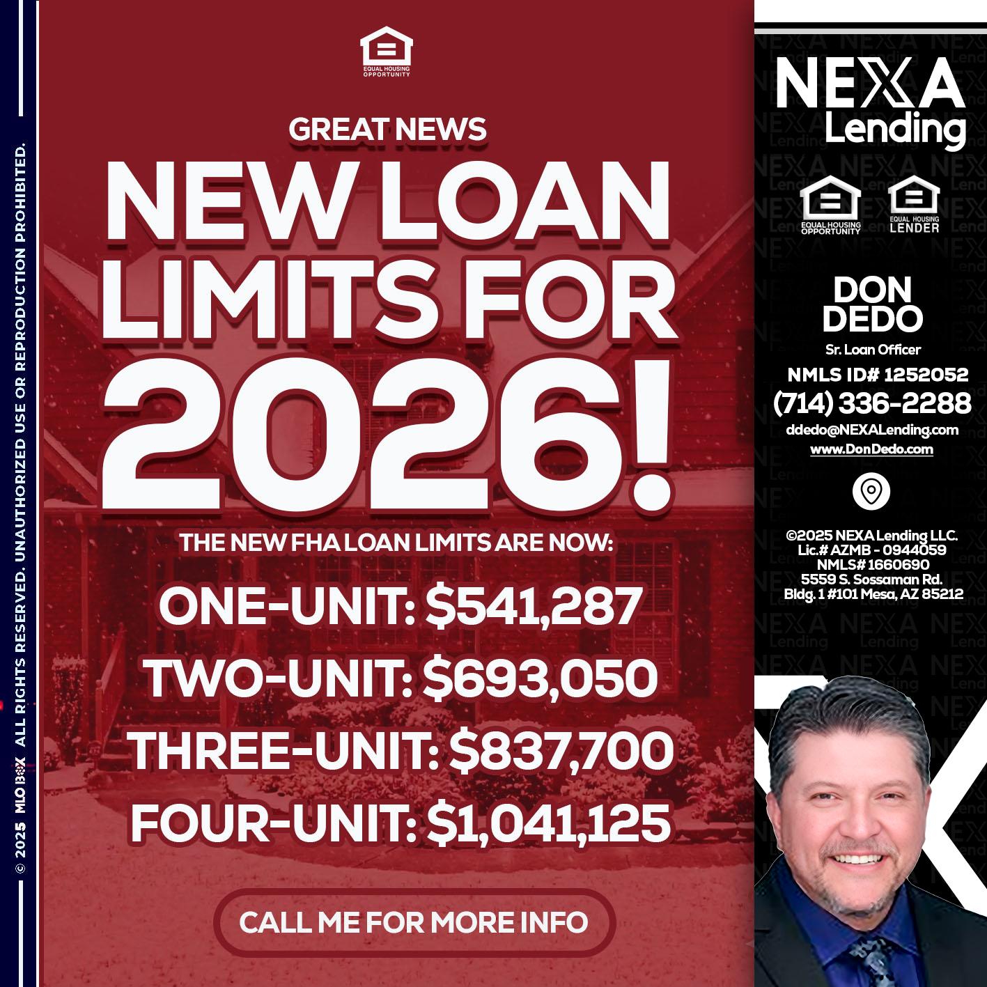 loan limits - Don Dedo -Mortgage Loan Originator