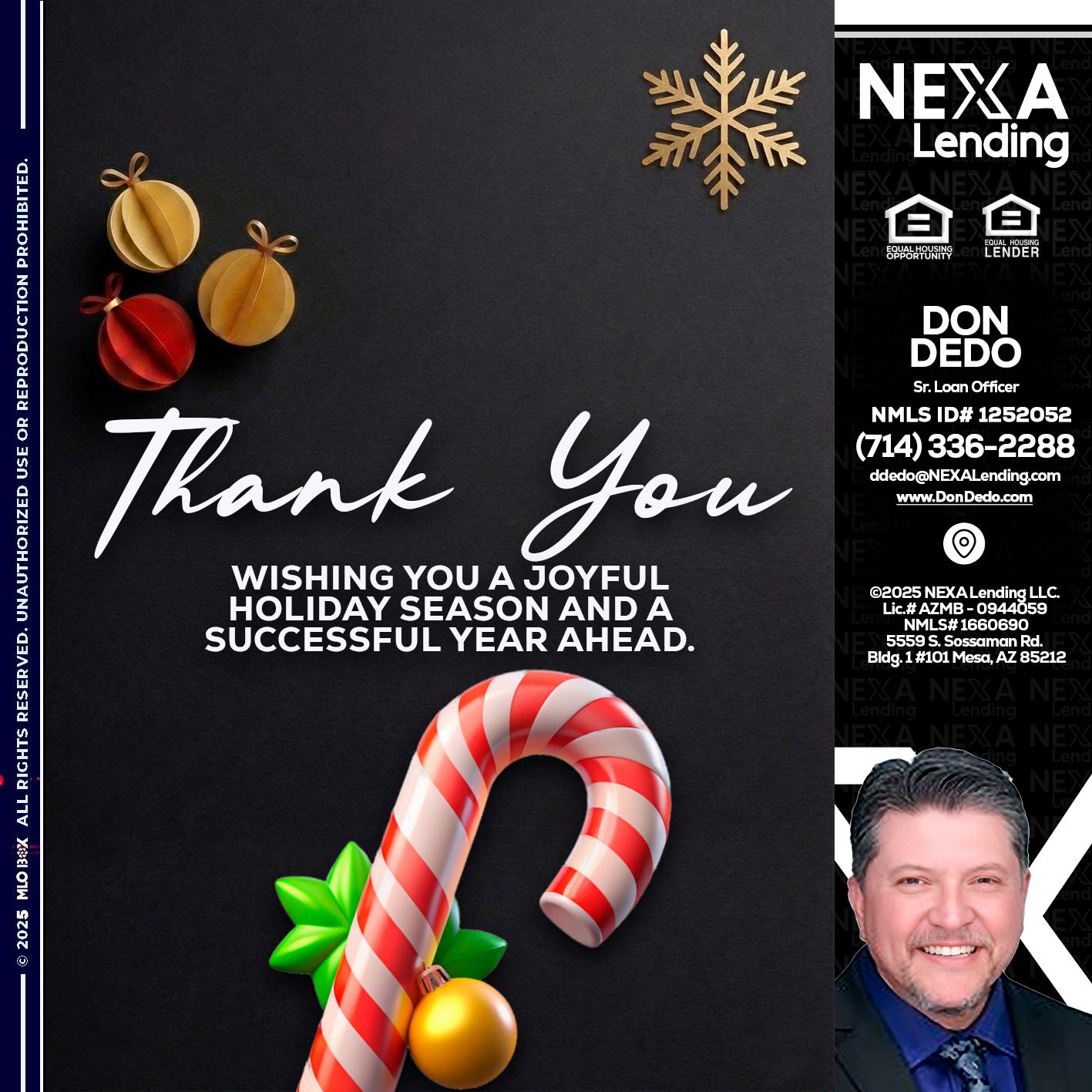 THANK YOU - Don Dedo -Mortgage Loan Originator