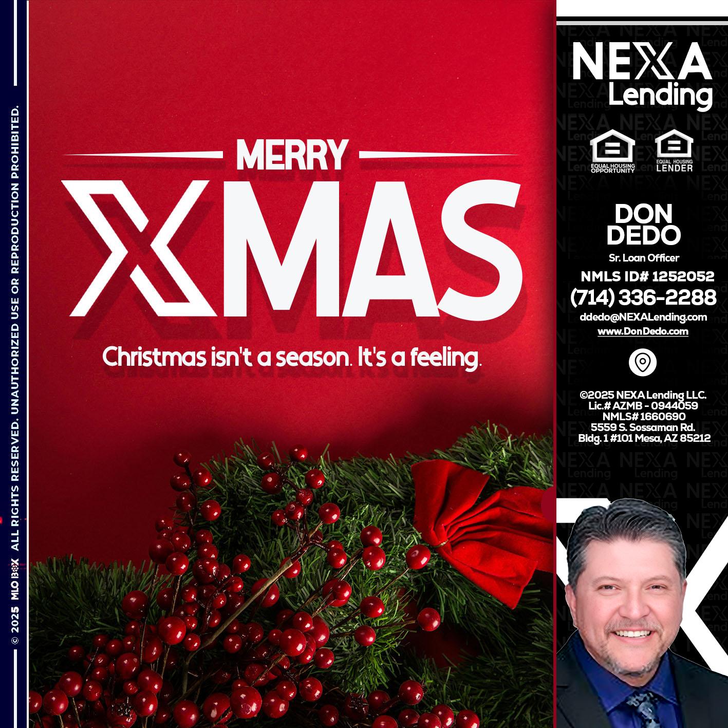 merry xmas - Don Dedo -Mortgage Loan Originator