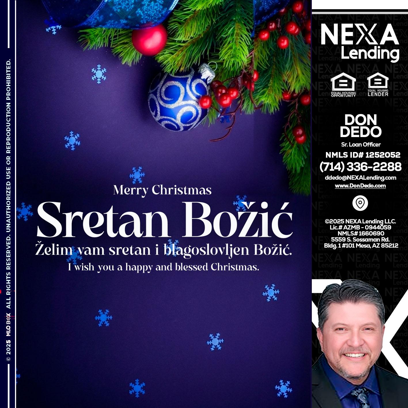 Sretan Božić - Don Dedo -Mortgage Loan Originator