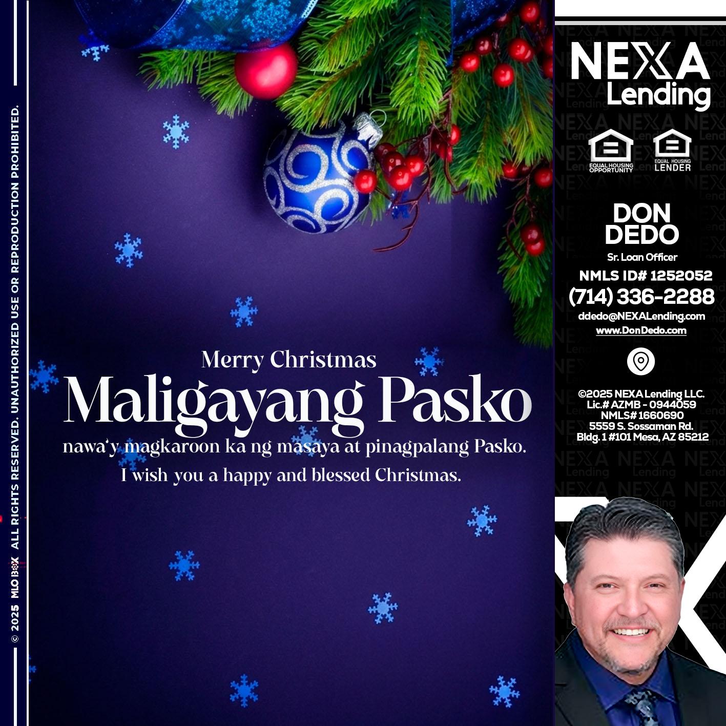 Maligayang Pasko - Don Dedo -Mortgage Loan Originator