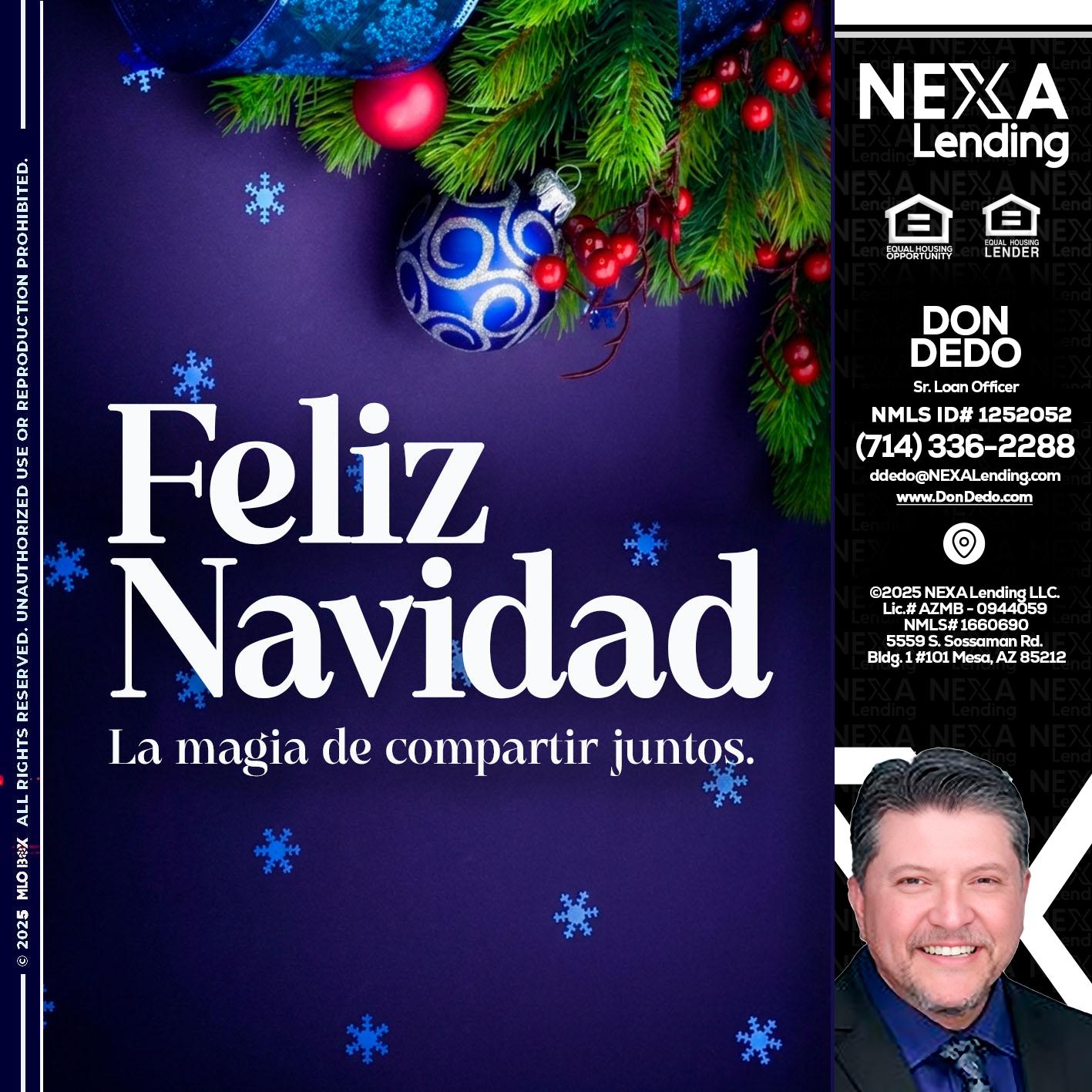FELIZ NAVIDAD - Don Dedo -Mortgage Loan Originator