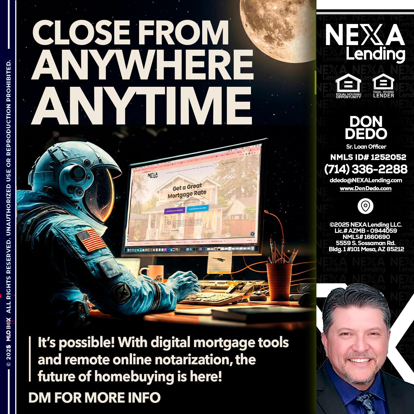 close from - Don Dedo -Mortgage Loan Originator