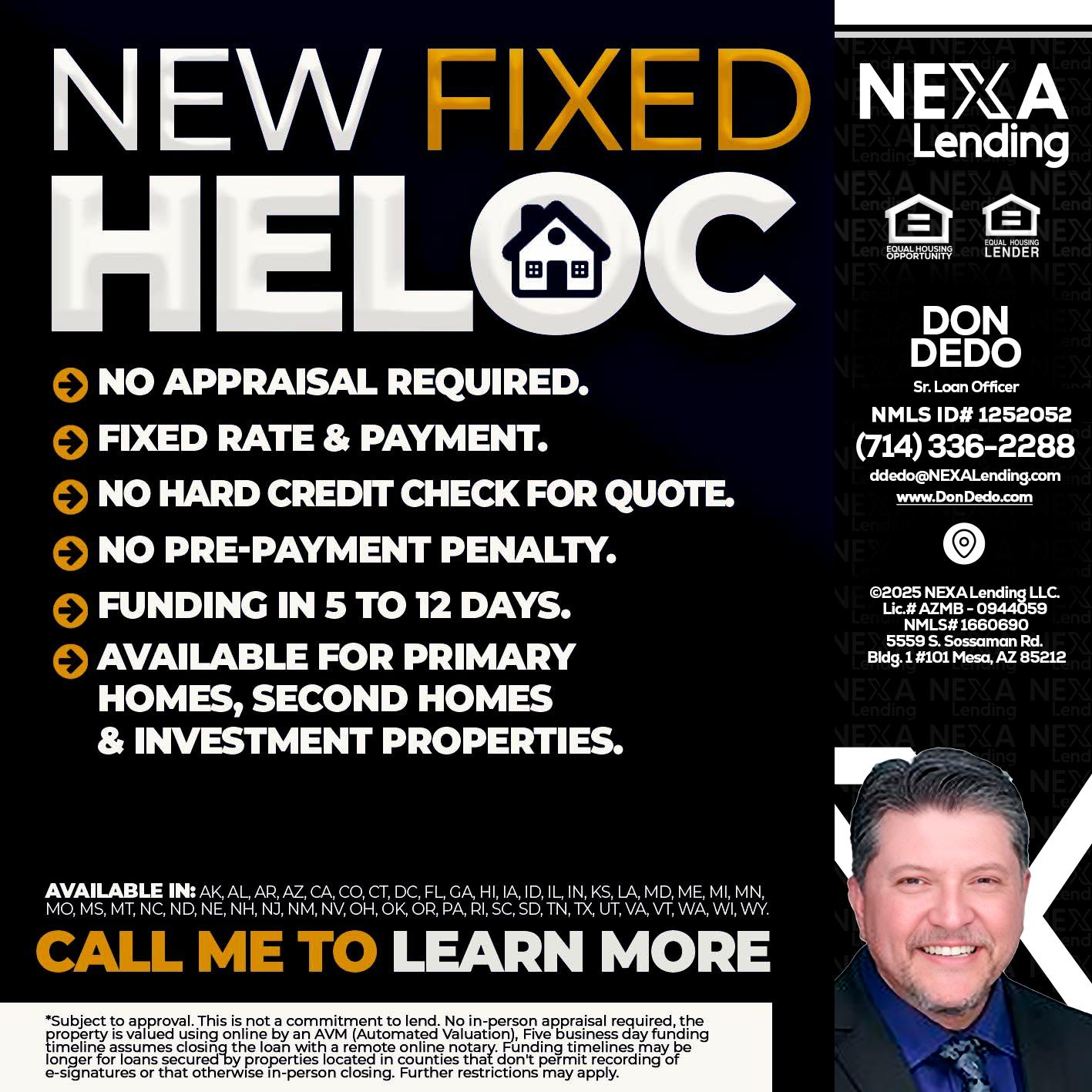 HELOC - Don Dedo -Mortgage Loan Originator