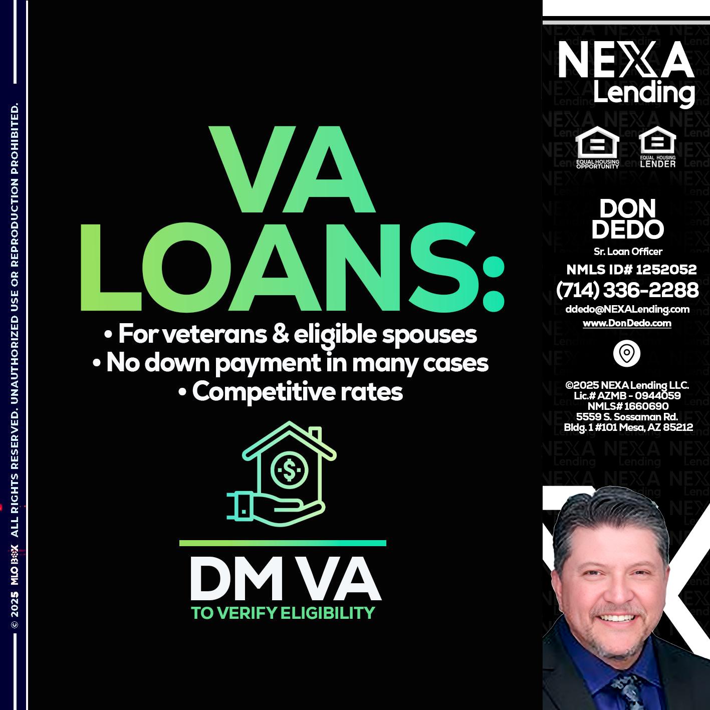 VA LOANS - Don Dedo -Mortgage Loan Originator