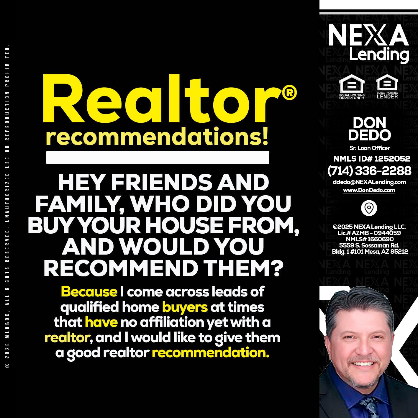 REALTOR - Don Dedo -Mortgage Loan Originator