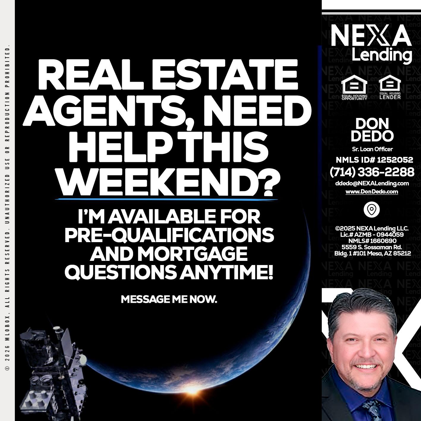REAL ESTATE AGENTS - Don Dedo -Mortgage Loan Originator