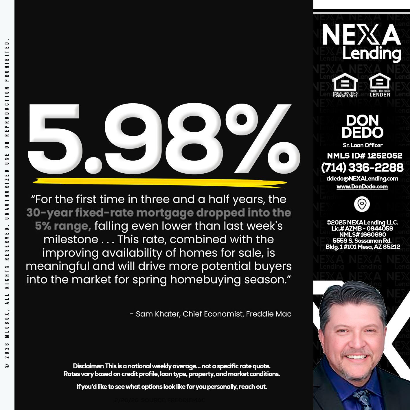 5.98% - Don Dedo -Mortgage Loan Originator