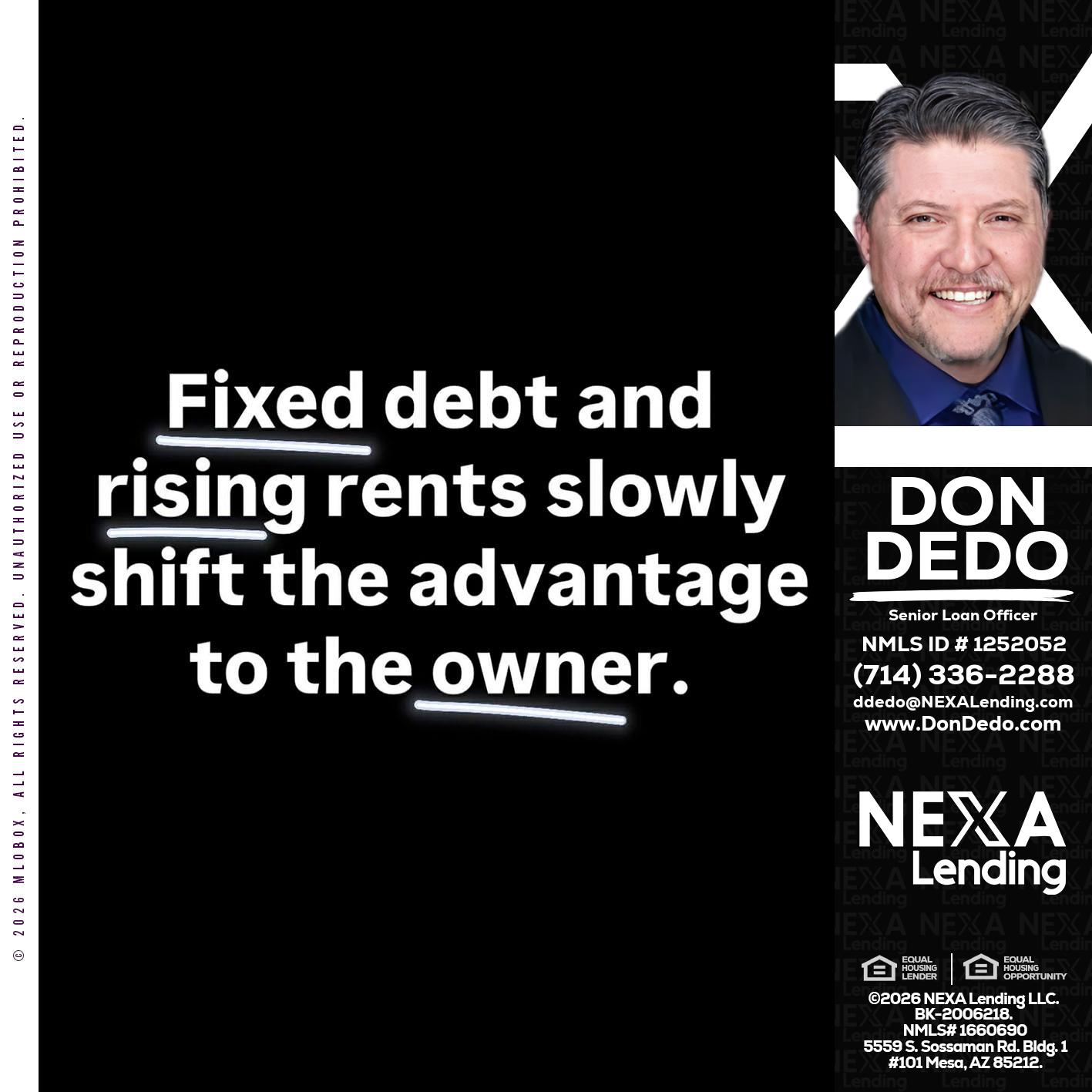 FIXED DEBT - Don Dedo -Mortgage Loan Originator