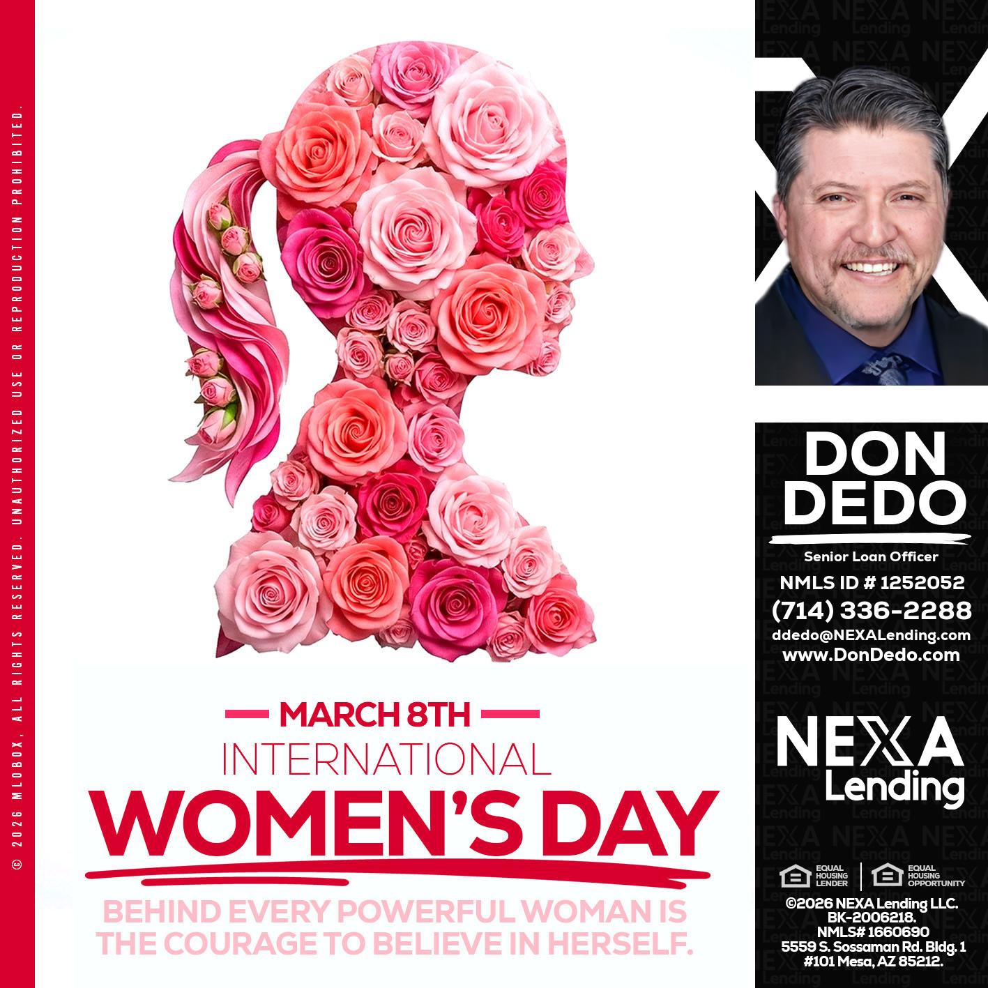 MARCH 8TH - Don Dedo -Mortgage Loan Originator