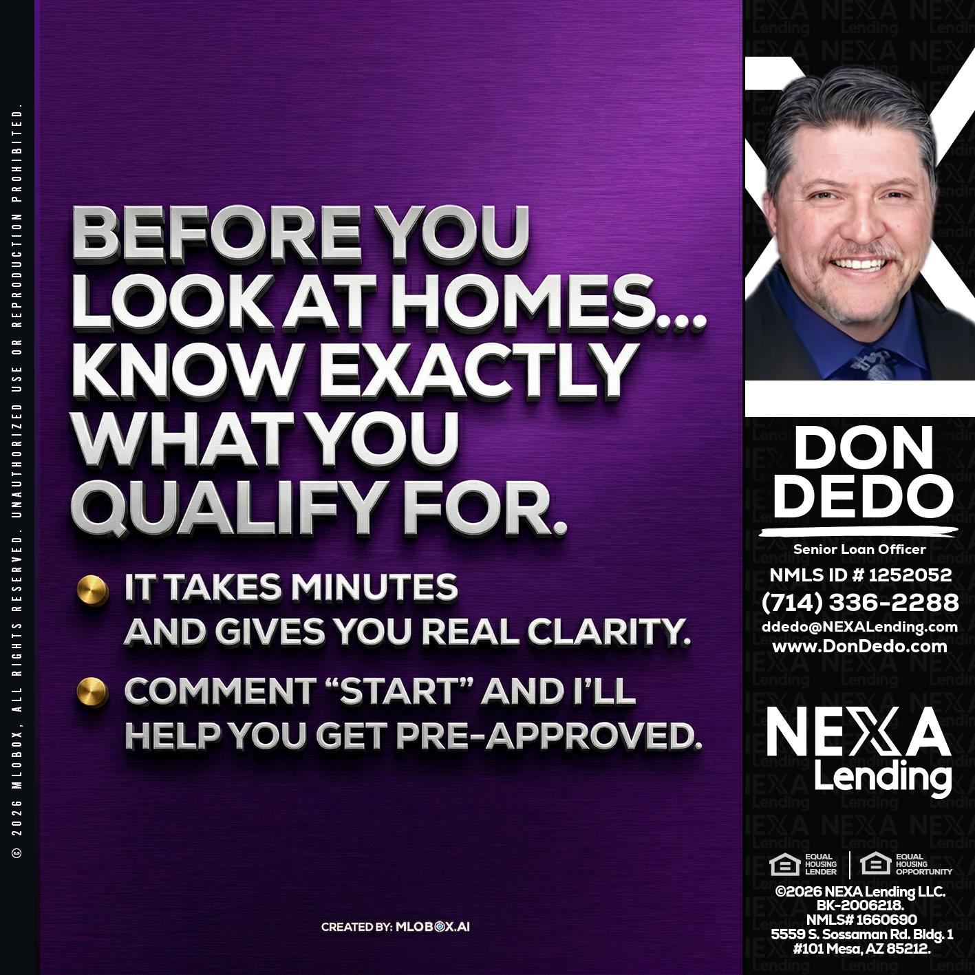 BEFORE YOU - Don Dedo -Mortgage Loan Originator