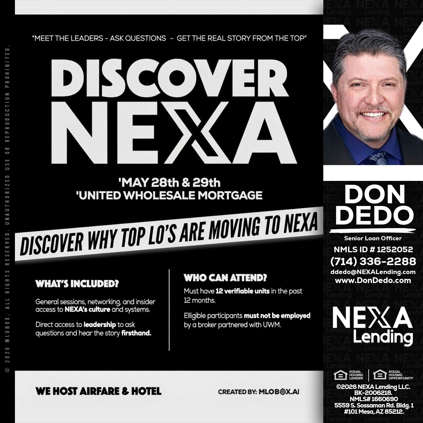 DISCOVER NEXA - Don Dedo -Mortgage Loan Originator