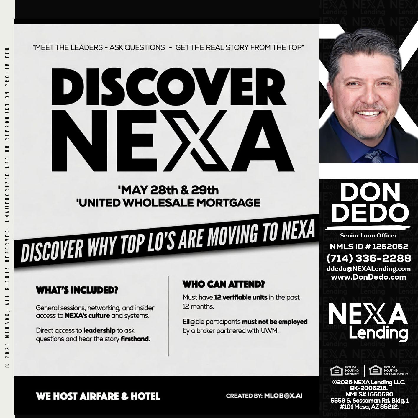 DISCOVER NEXA - Don Dedo -Mortgage Loan Originator