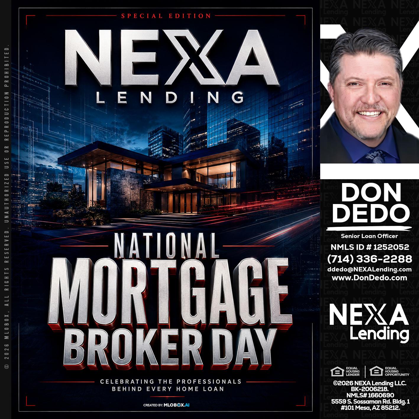 NATIONAL MORTGAGE BROKER DAY - Don Dedo -Mortgage Loan Originator